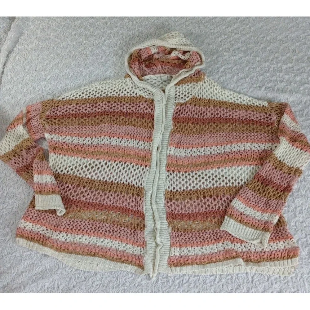 Cato Women's Cardigan Sz XL  Chunky Knit Long Sleeve Open Front With Hoodie - Picture 5 of 9